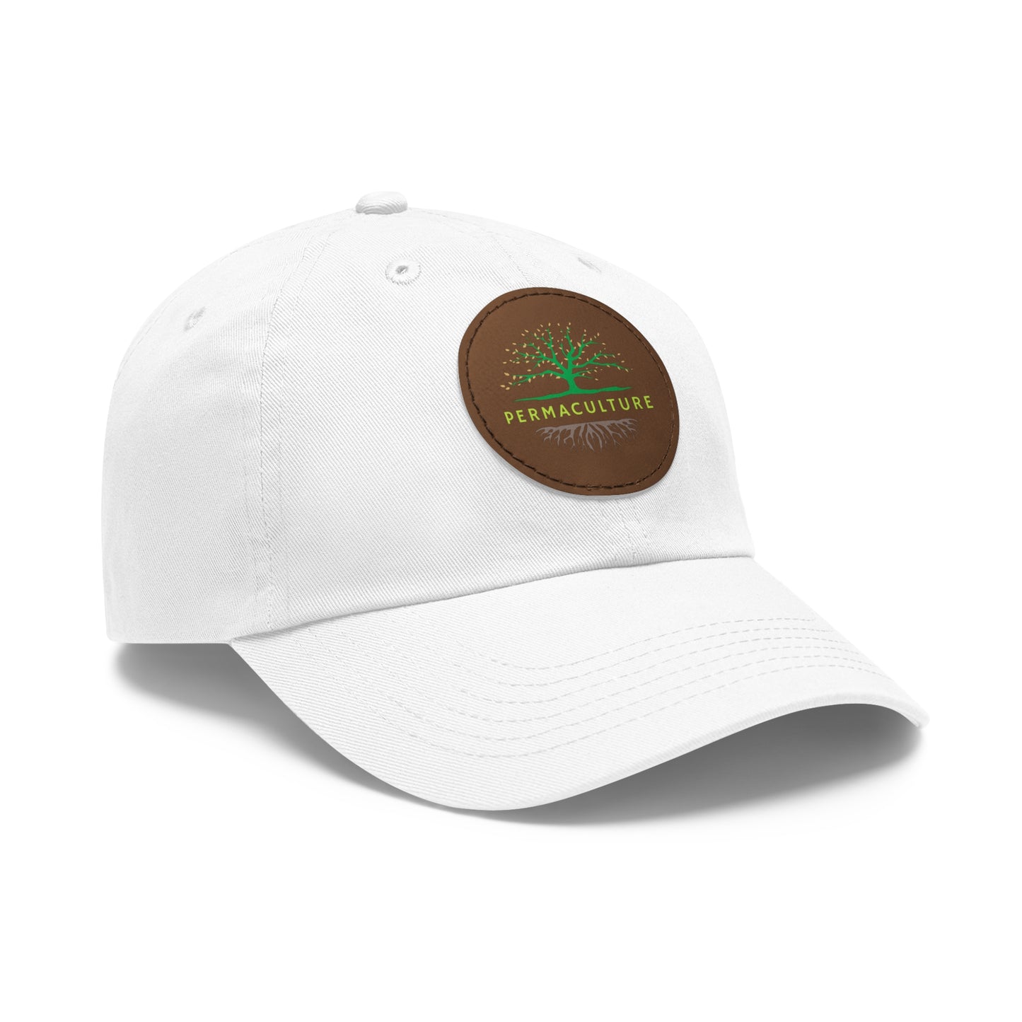 Permaculture, Dad Hat with Round Leather Patch
