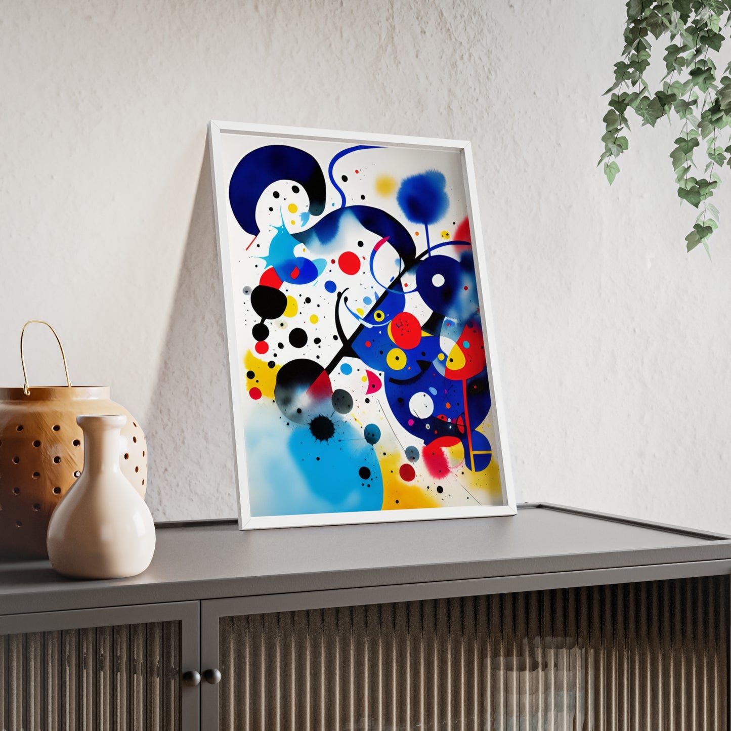 Poster with Wooden Frame, Inspired by Miro