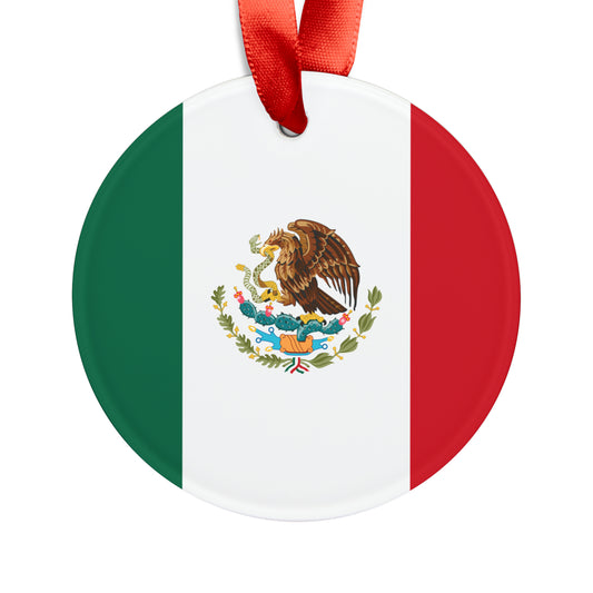 Mexican Flag, Acrylic Ornament with Ribbon