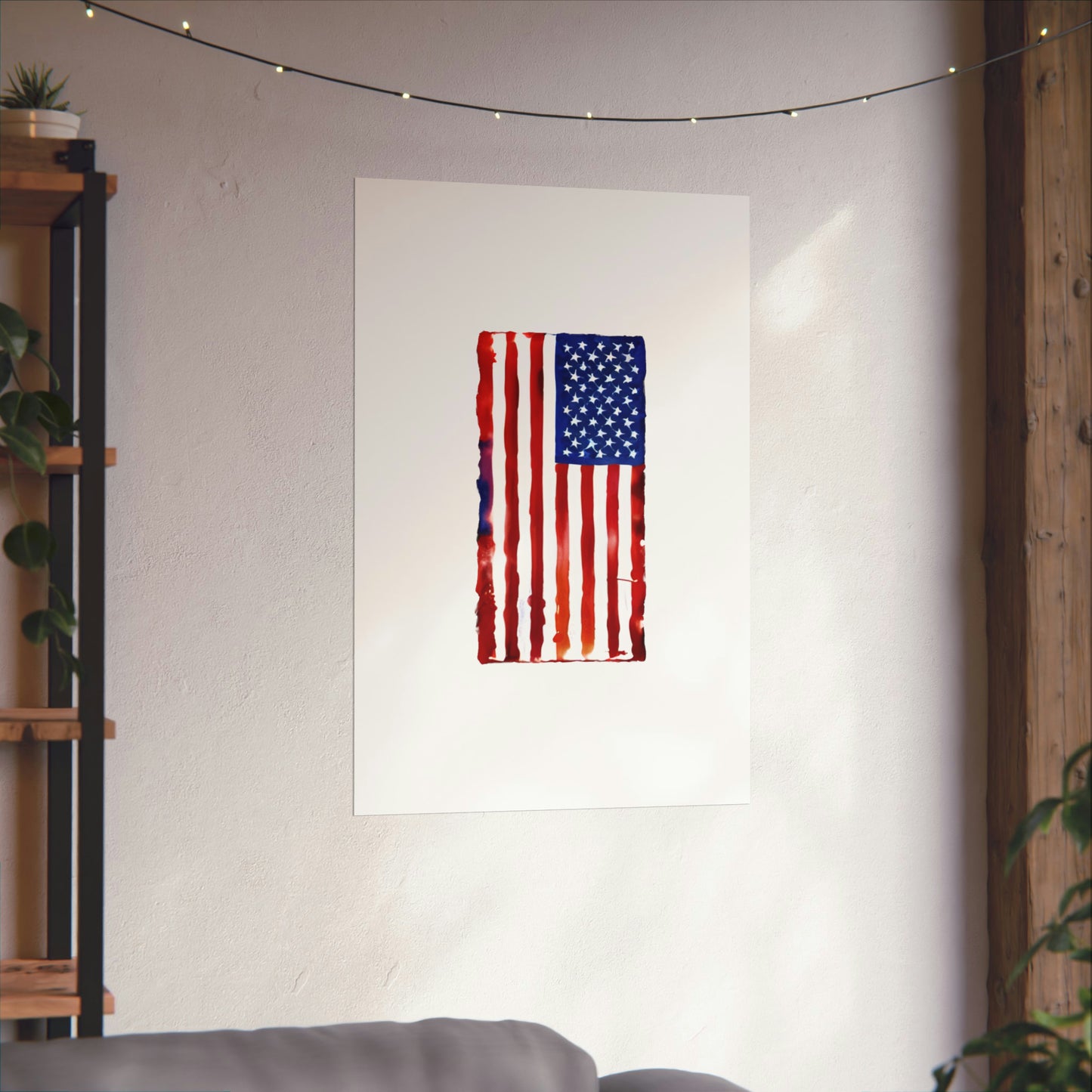 American Flag Watercolor, Premium Matte Vertical Posters