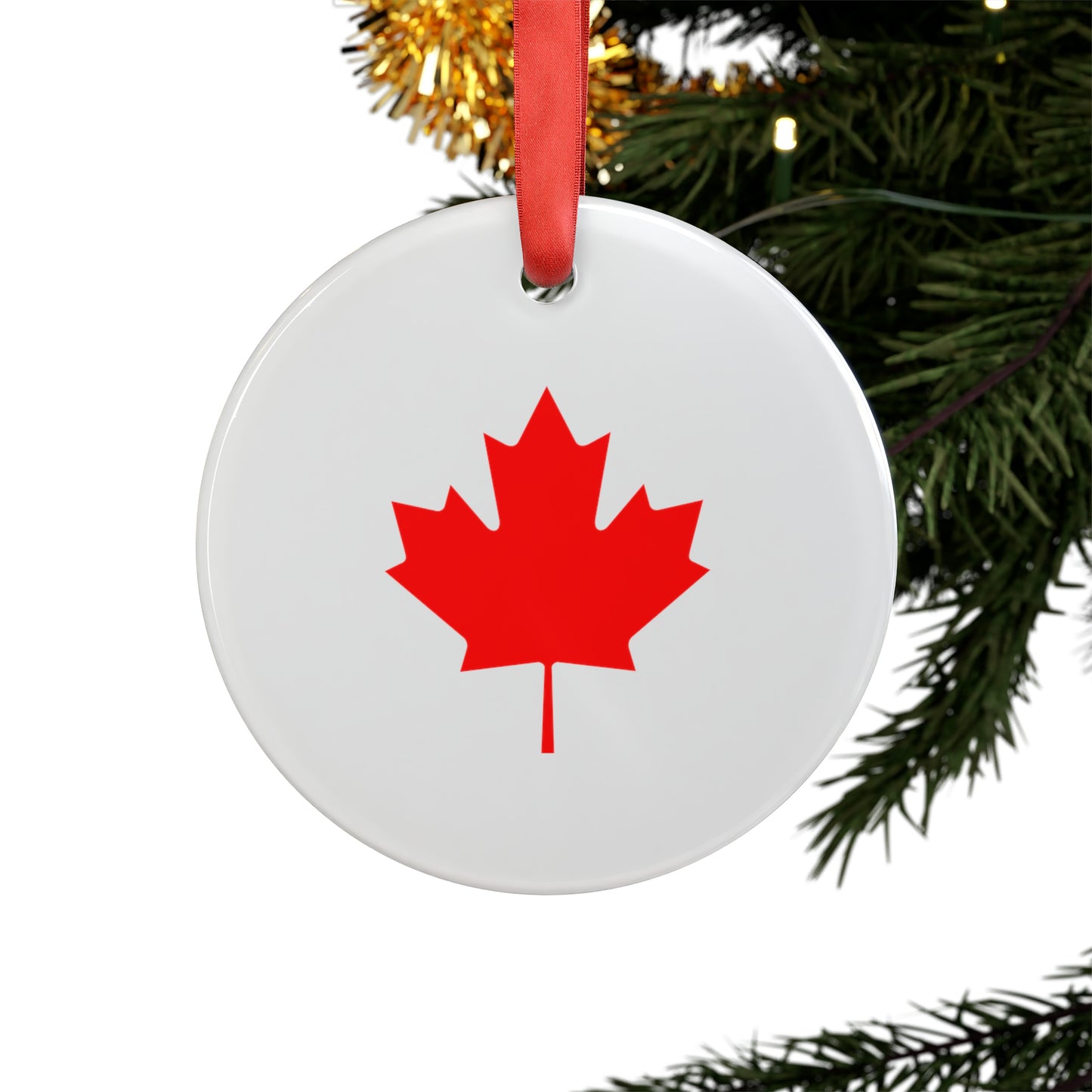 Canadian Maple Leaf, Acrylic Ornament with Ribbon