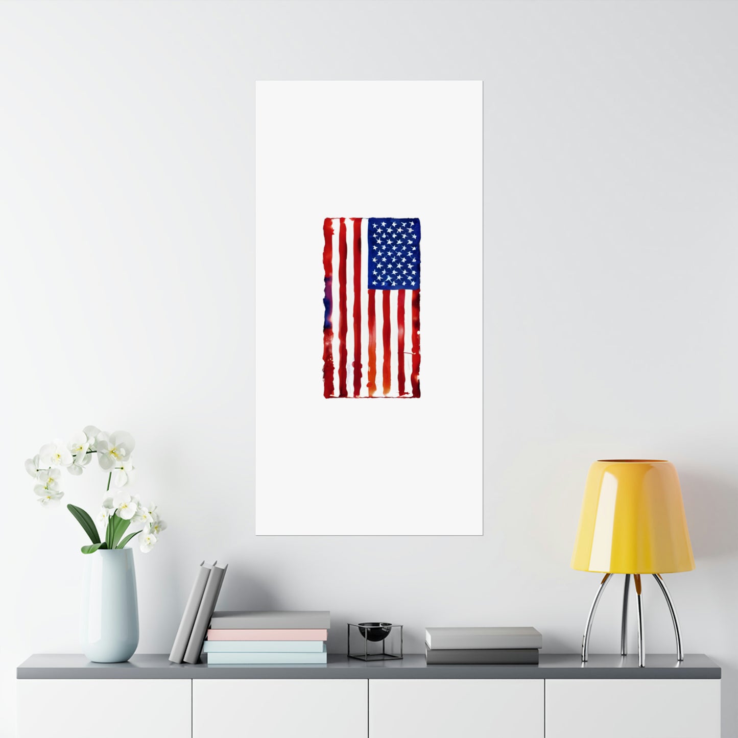 American Flag Watercolor, Premium Matte Vertical Posters