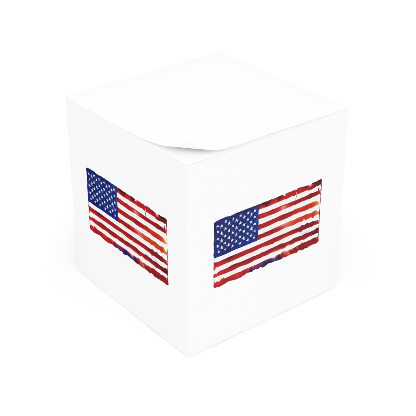 American Flag Watercolor Note Cube