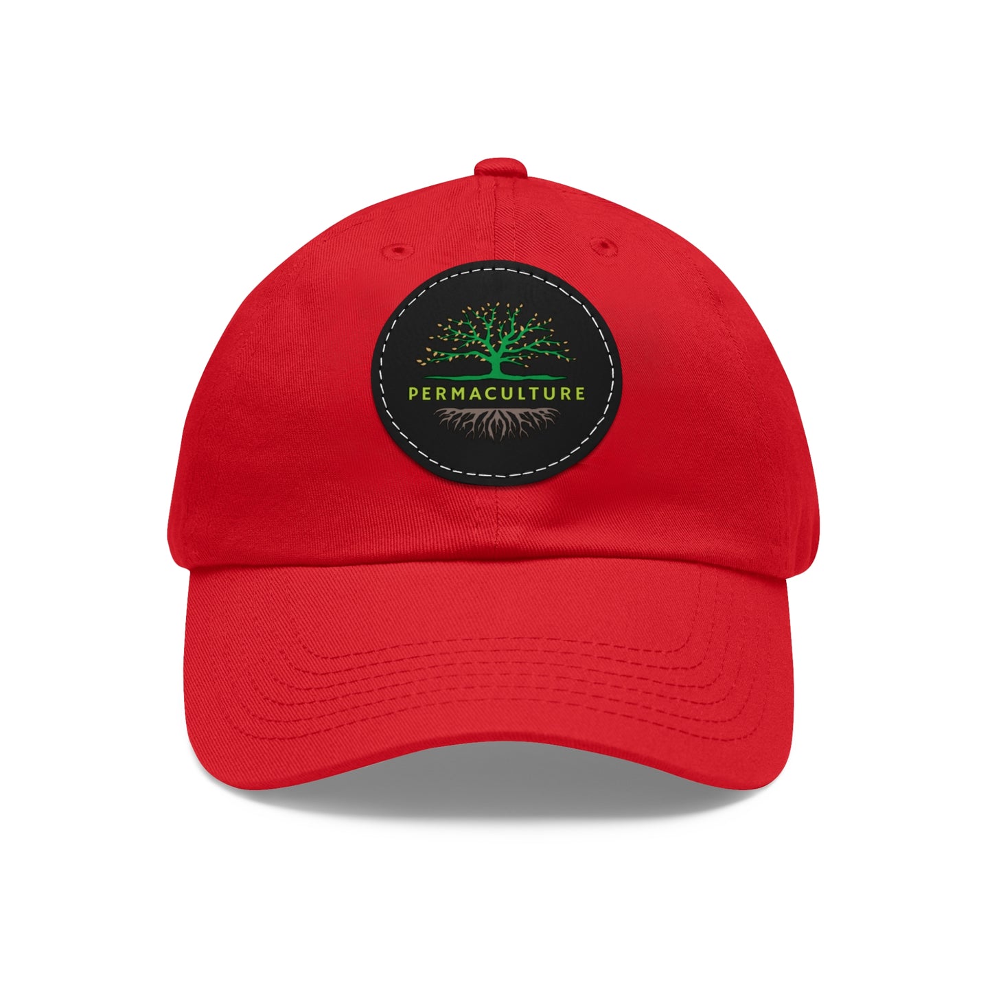 Permaculture, Dad Hat with Round Leather Patch