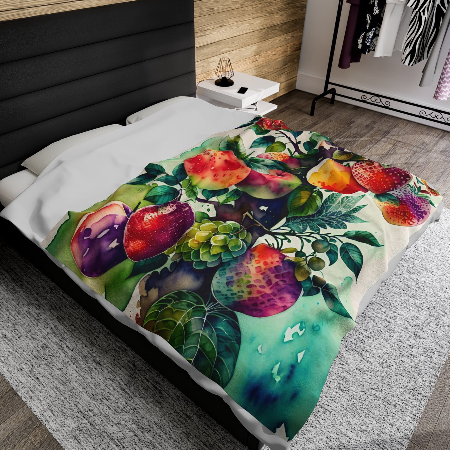 Fruit Garden watercolor, Velveteen Plush Blanket