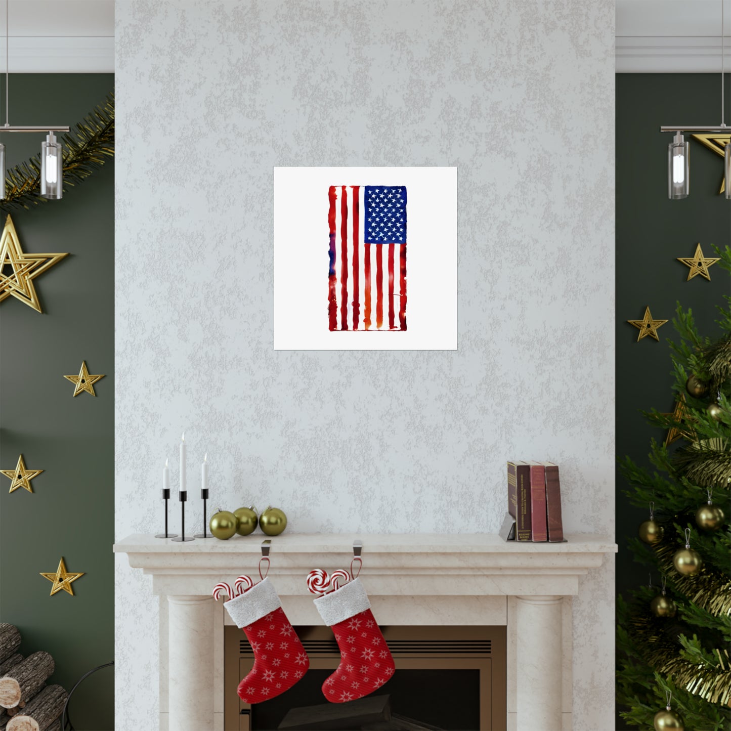 American Flag Watercolor, Premium Matte Vertical Posters