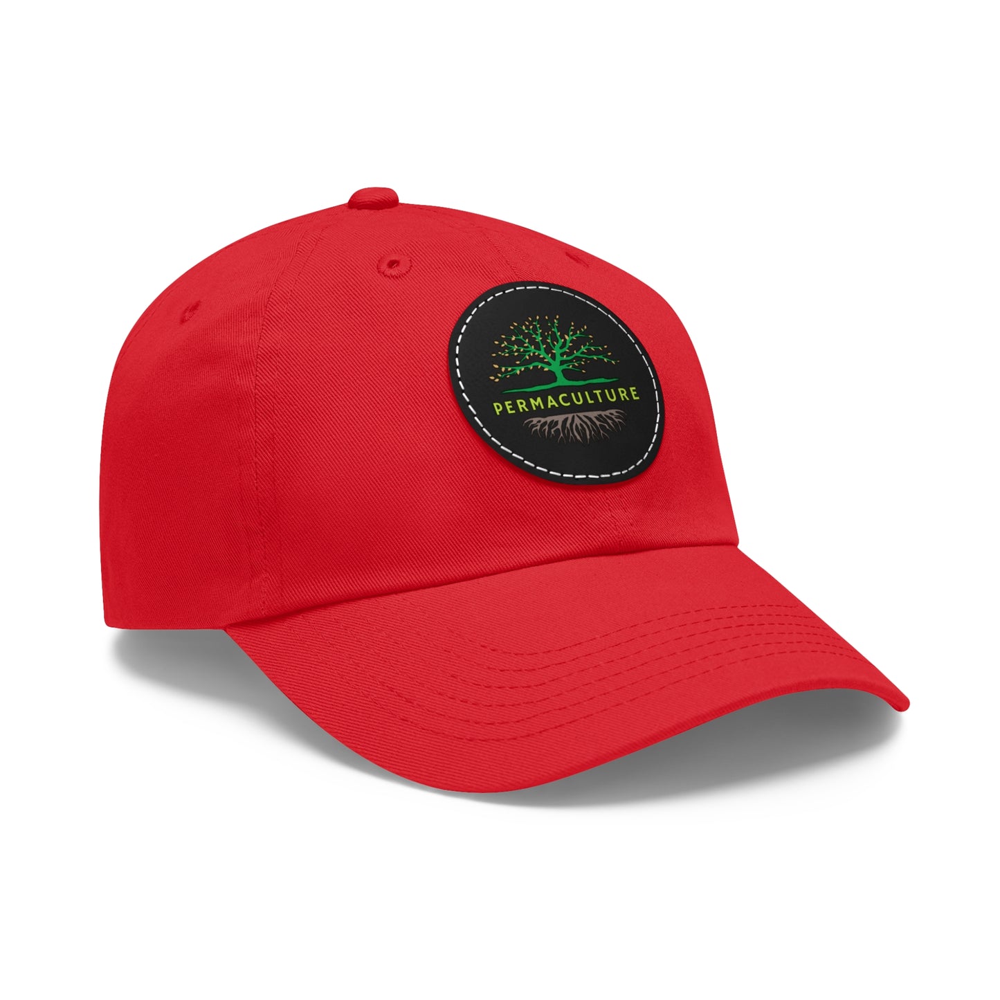 Permaculture, Dad Hat with Round Leather Patch