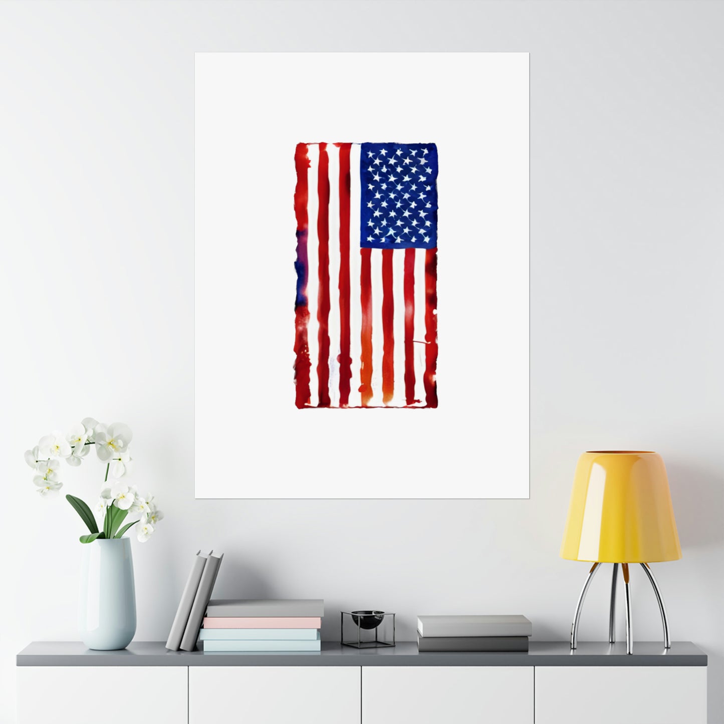 American Flag Watercolor, Premium Matte Vertical Posters