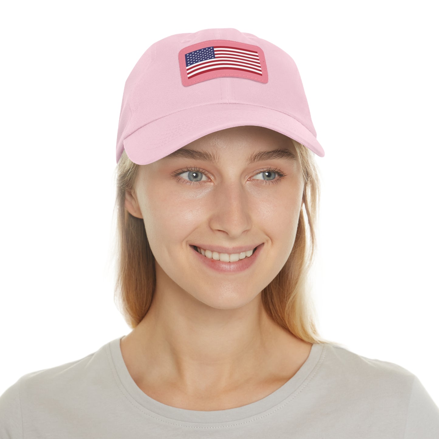 American Flag, Dad Hat with Leather Patch