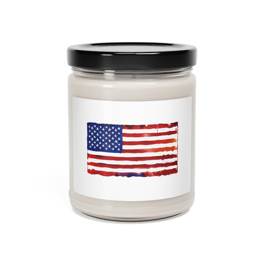 American Flag Watercolor, Scented Soy Candle, 9oz