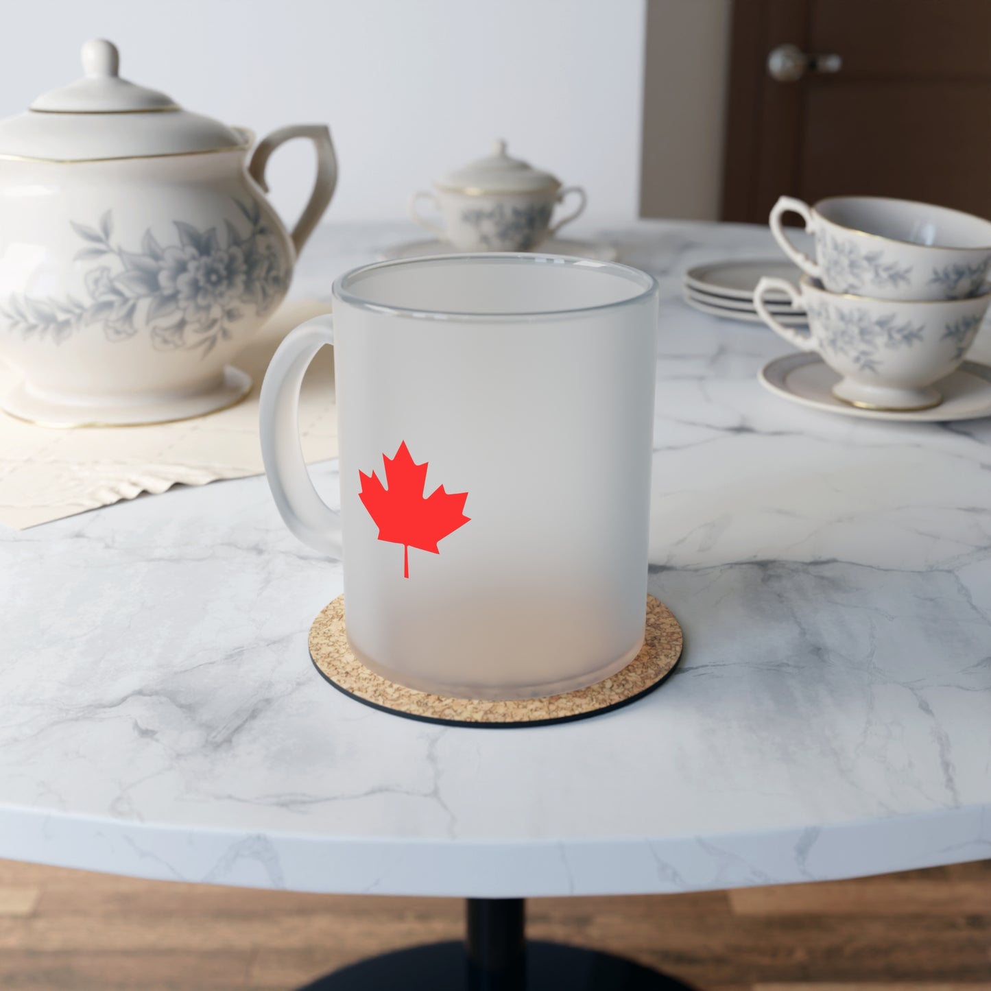 Canadian Maple Leaf, Frosted Glass Mug
