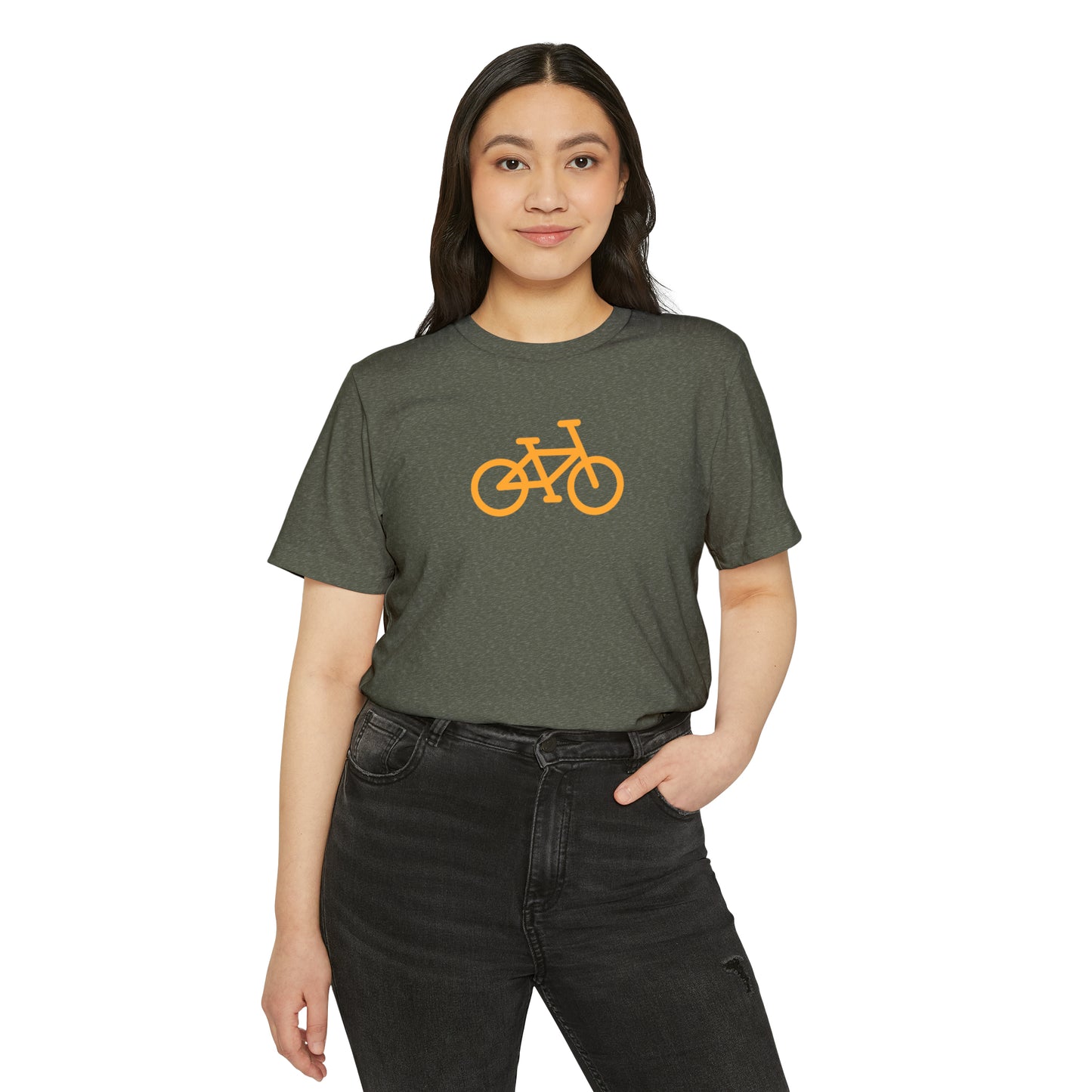 BIKE, Unisex Recycled Organic T-Shirt, Orange Print