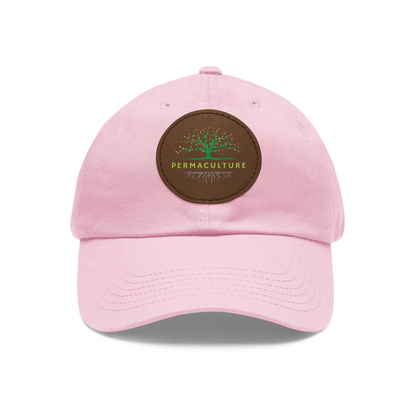 Permaculture, Dad Hat with Round Leather Patch