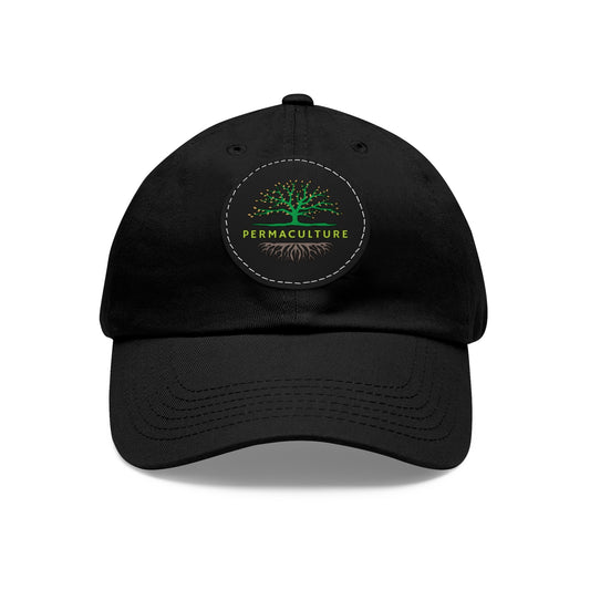 Permaculture, Dad Hat with Round Leather Patch