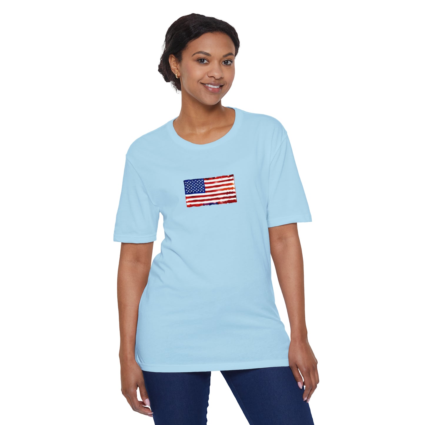 American Flag Watercolor, Unisex District® Re-Tee®