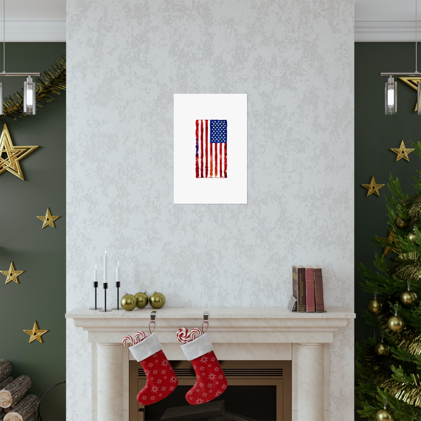 American Flag Watercolor, Premium Matte Vertical Posters