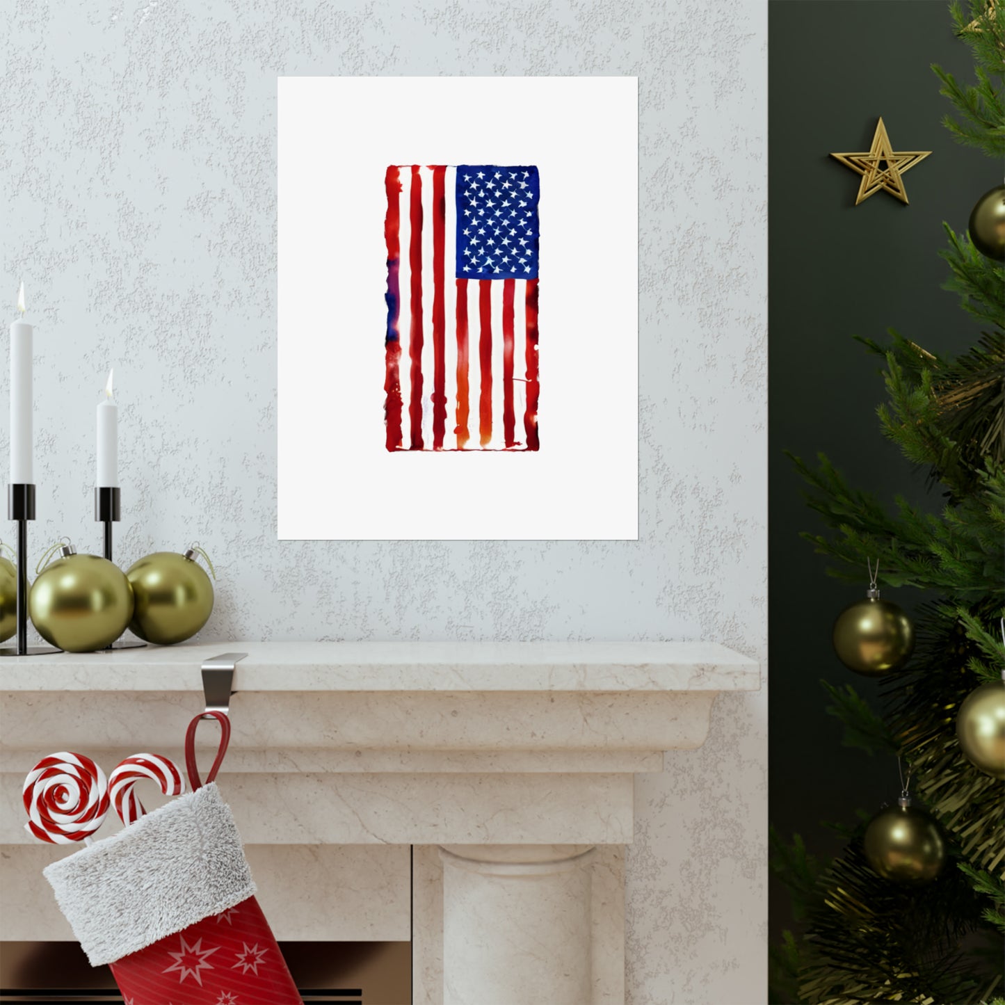 American Flag Watercolor, Premium Matte Vertical Posters