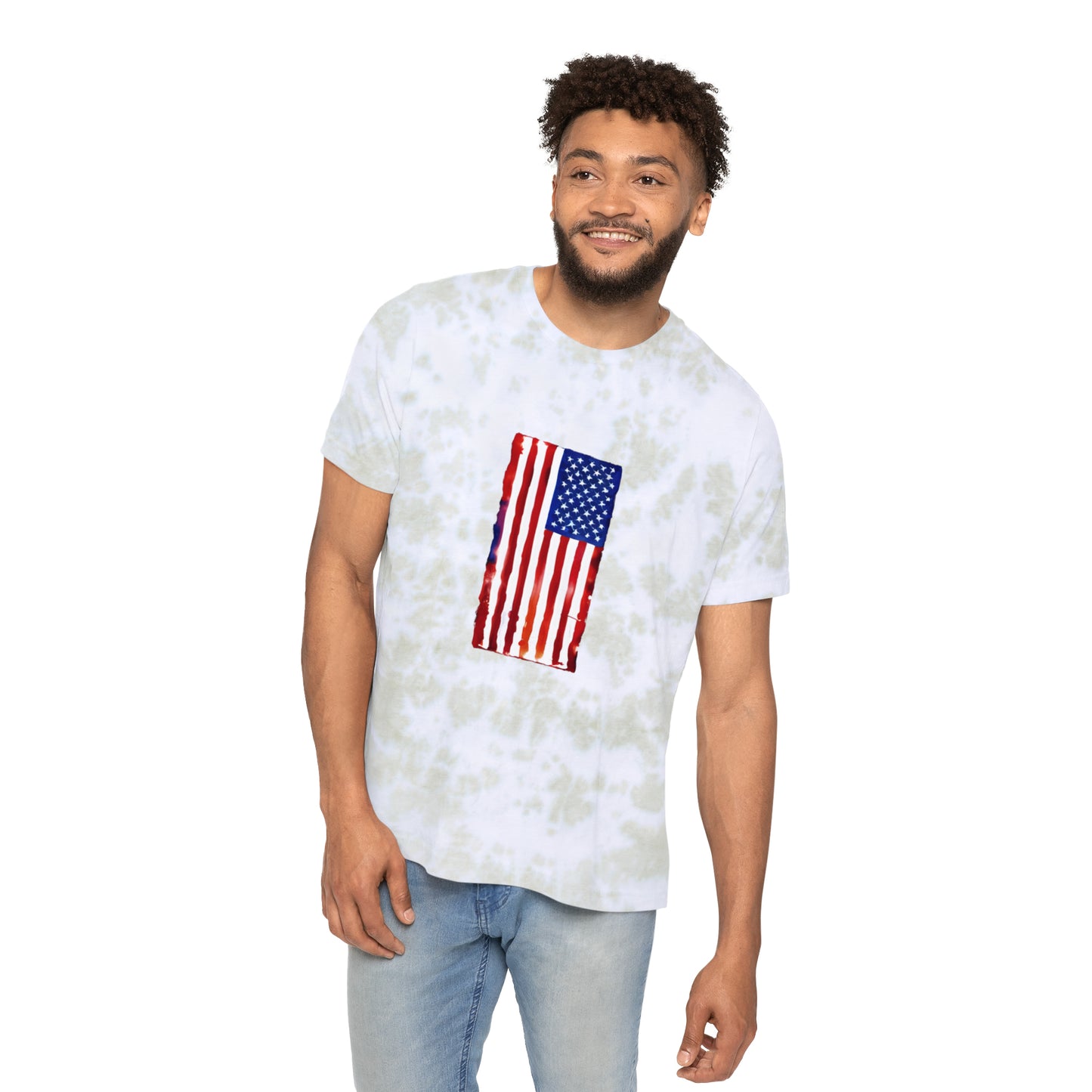 American Flag Watercolor Unisex FWD Fashion Tie-Dyed T-Shirt