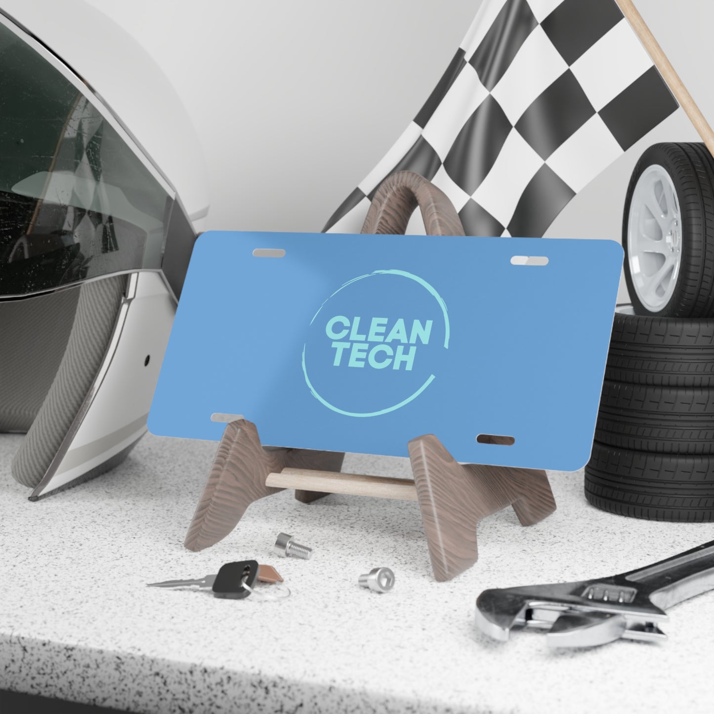 CLEANTECH License Plate, Light Blue