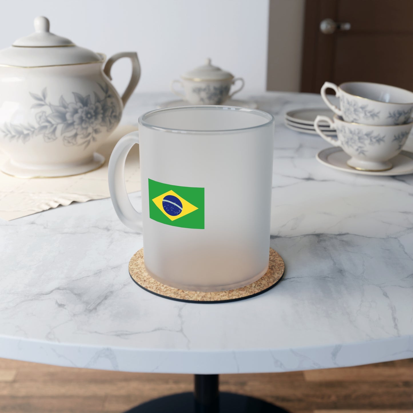 Brazilian Flag, Frosted Glass Mug