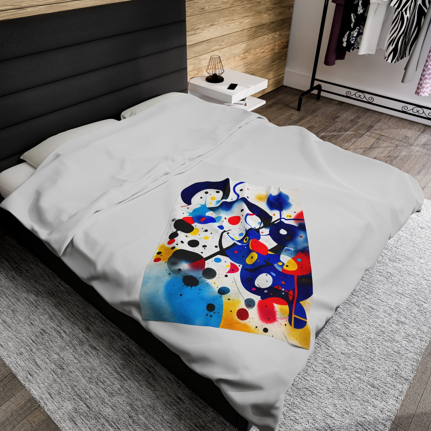 Abstract Velveteen Plush Blanket, Inspired by Miro