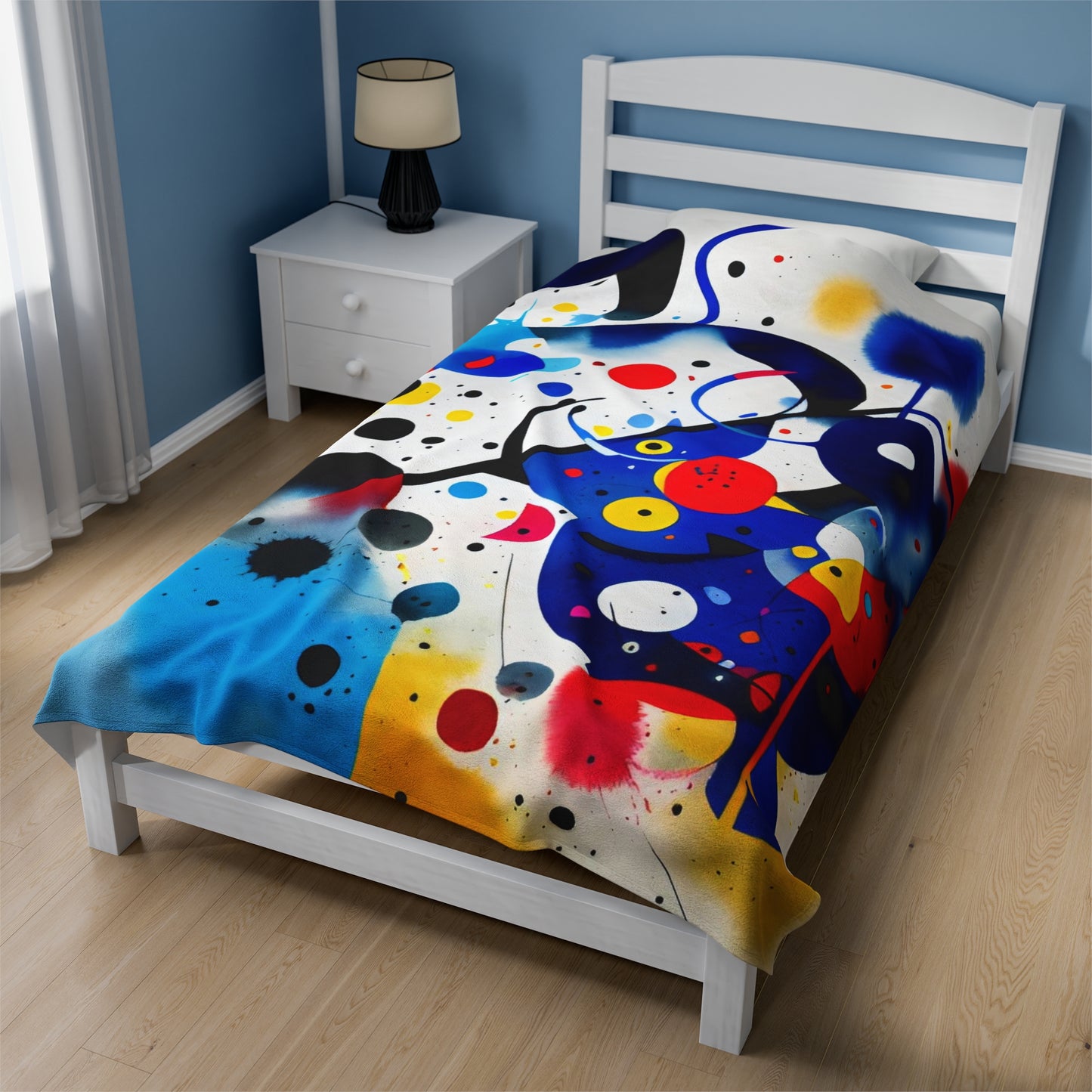 Abstract Velveteen Plush Blanket, Inspired by Miro