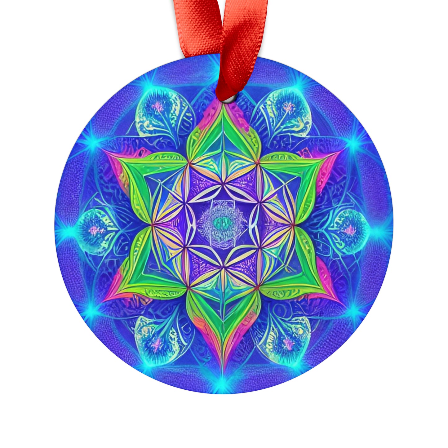 Sacred Geometry Acrylic Ornament with Ribbon