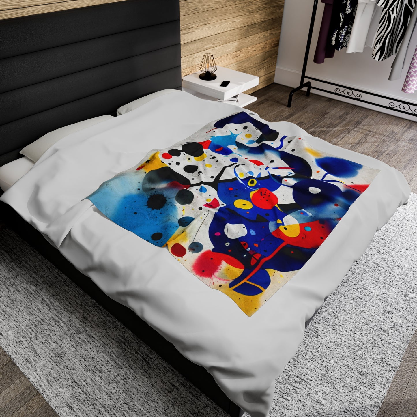 Abstract Velveteen Plush Blanket, Inspired by Miro