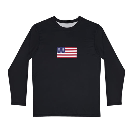 American Flag, Men's Long Sleeve Shirt, Black
