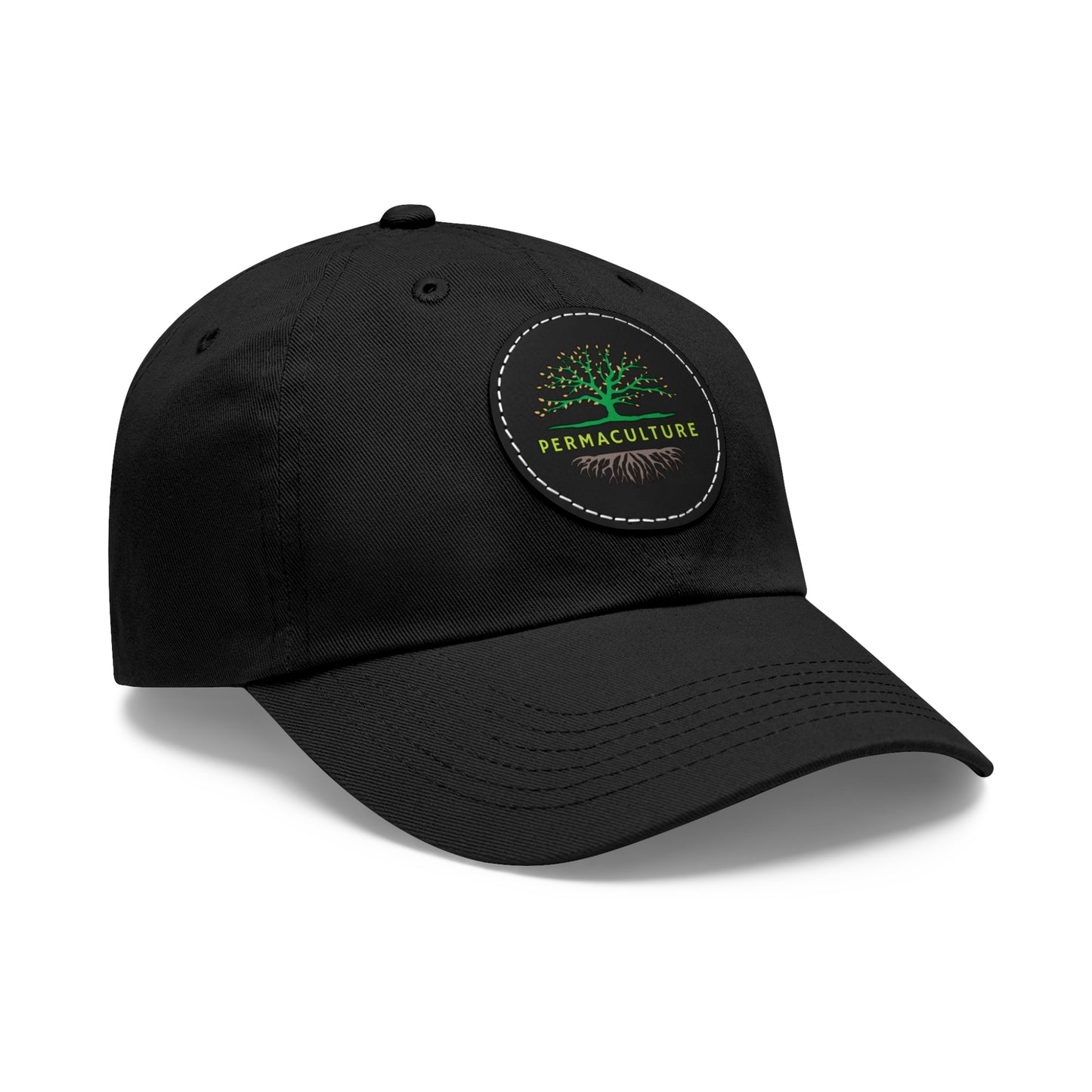 Permaculture, Dad Hat with Round Leather Patch