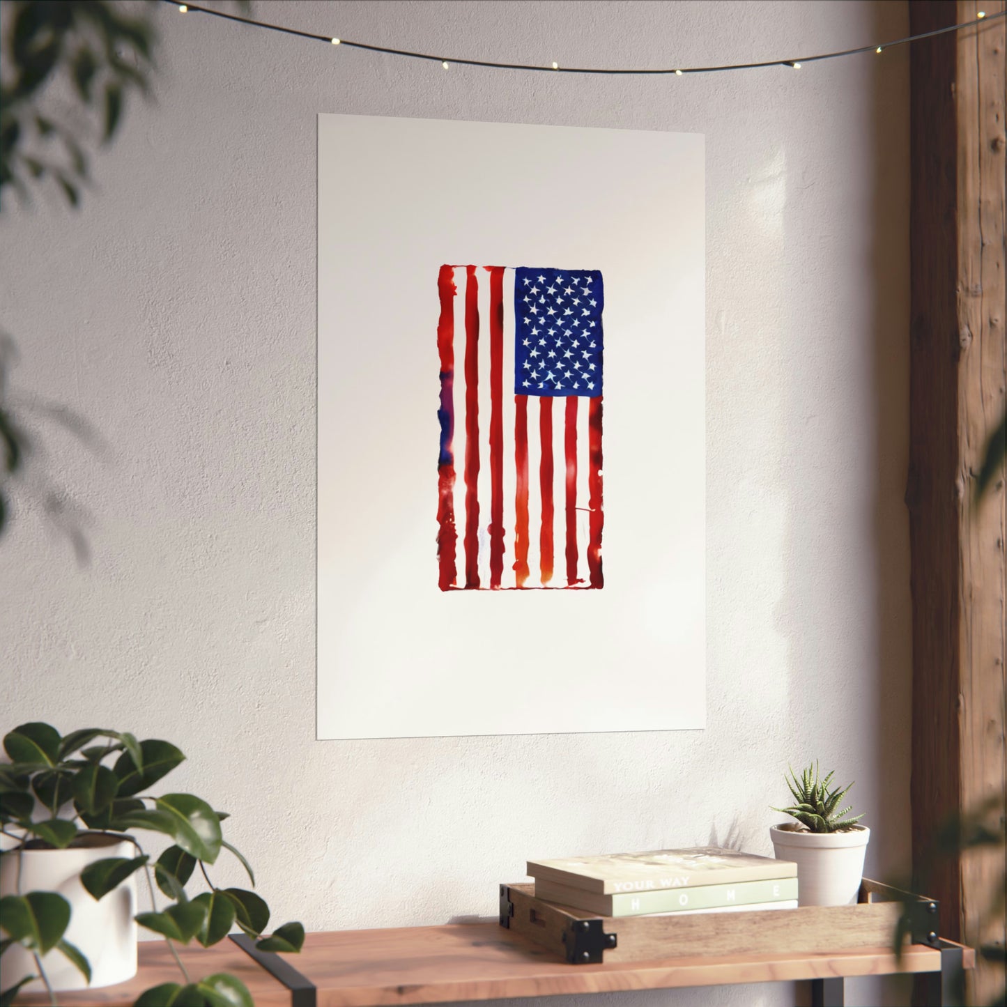 American Flag Watercolor, Premium Matte Vertical Posters