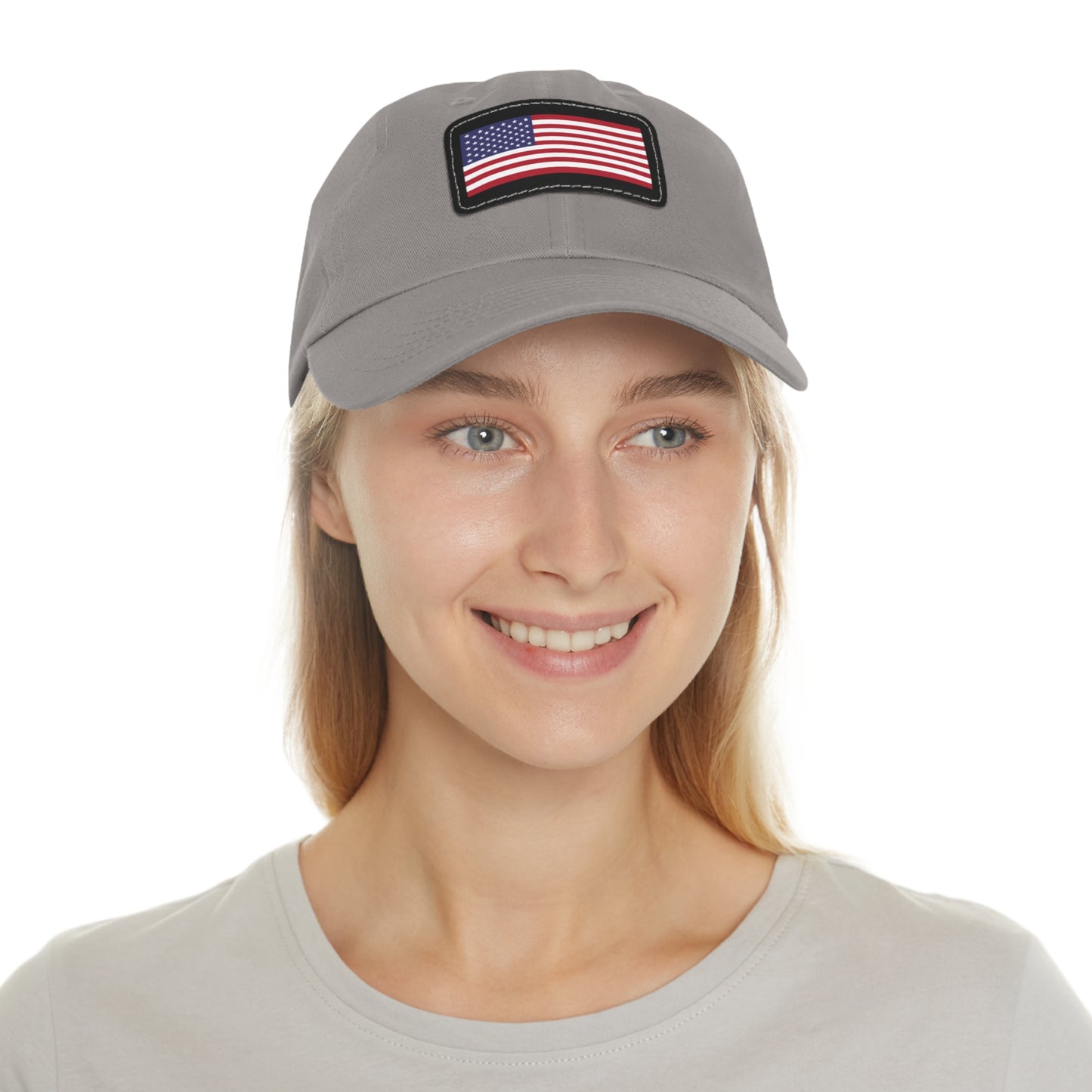 American Flag, Dad Hat with Leather Patch