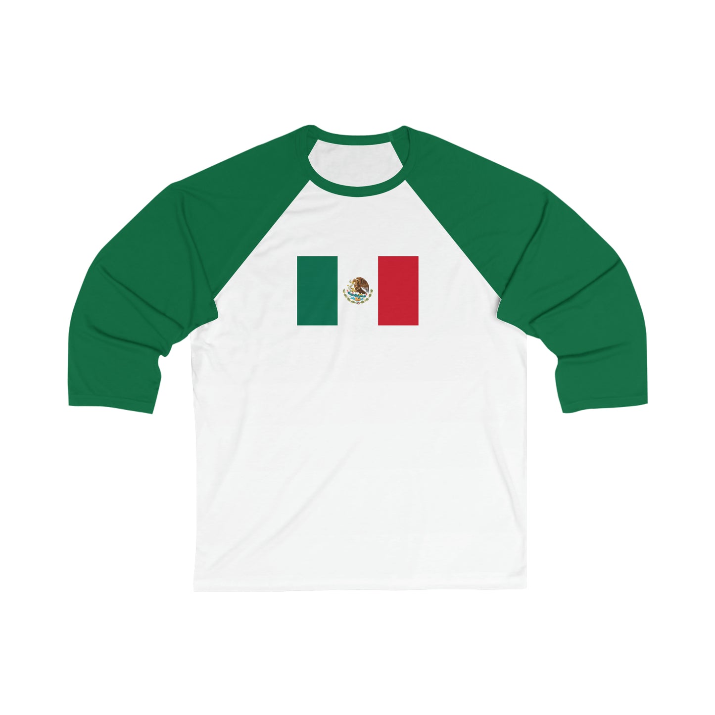 Mexican Flag, Unisex 3\4 Sleeve Baseball Tee