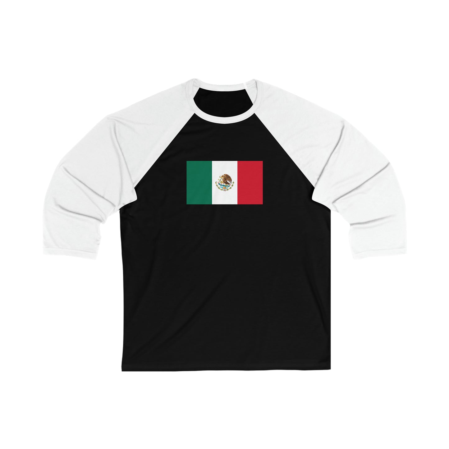 Mexican Flag, Unisex 3\4 Sleeve Baseball Tee