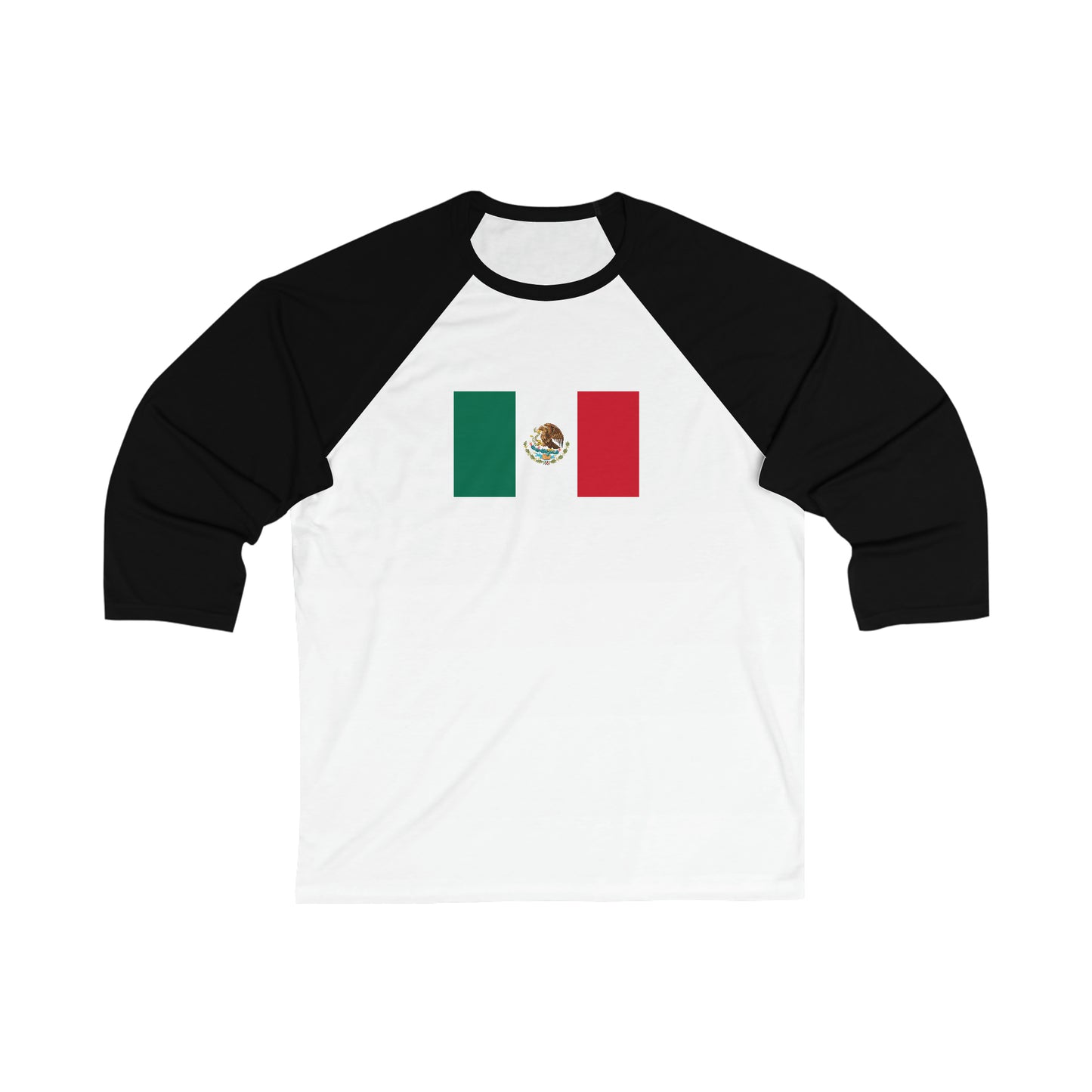 Mexican Flag, Unisex 3\4 Sleeve Baseball Tee