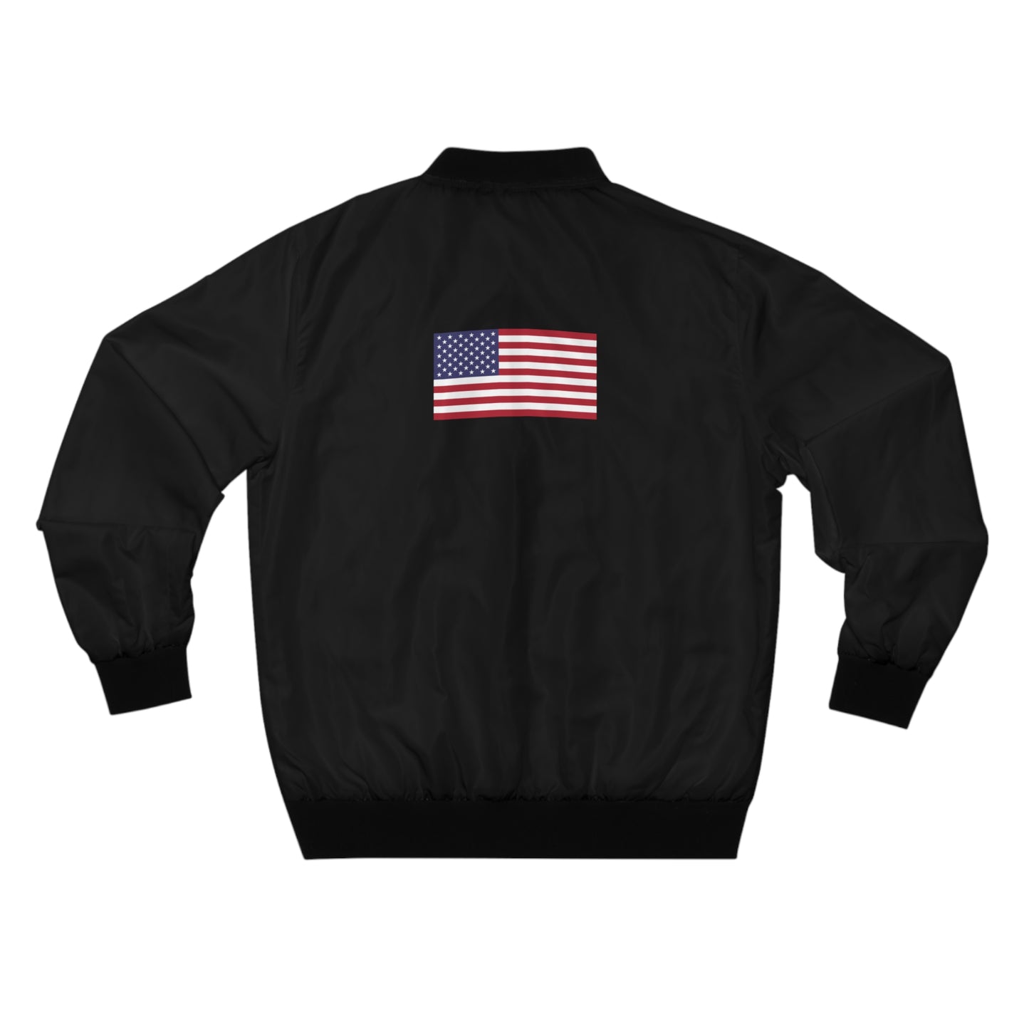 American Flag Men's Bomber Jacket, Black