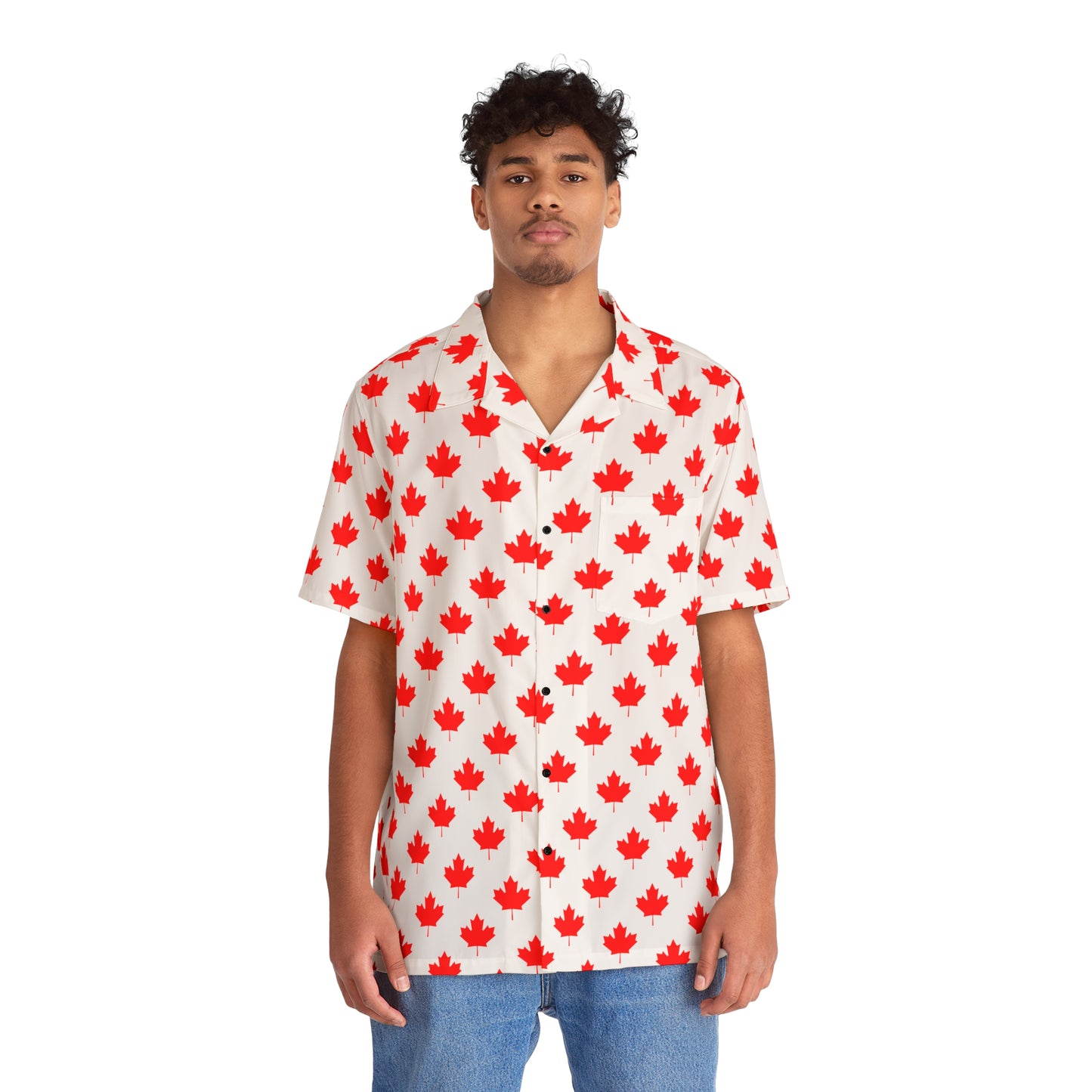 Men's Hawaiian Shirt, Canadian Maple Leaf