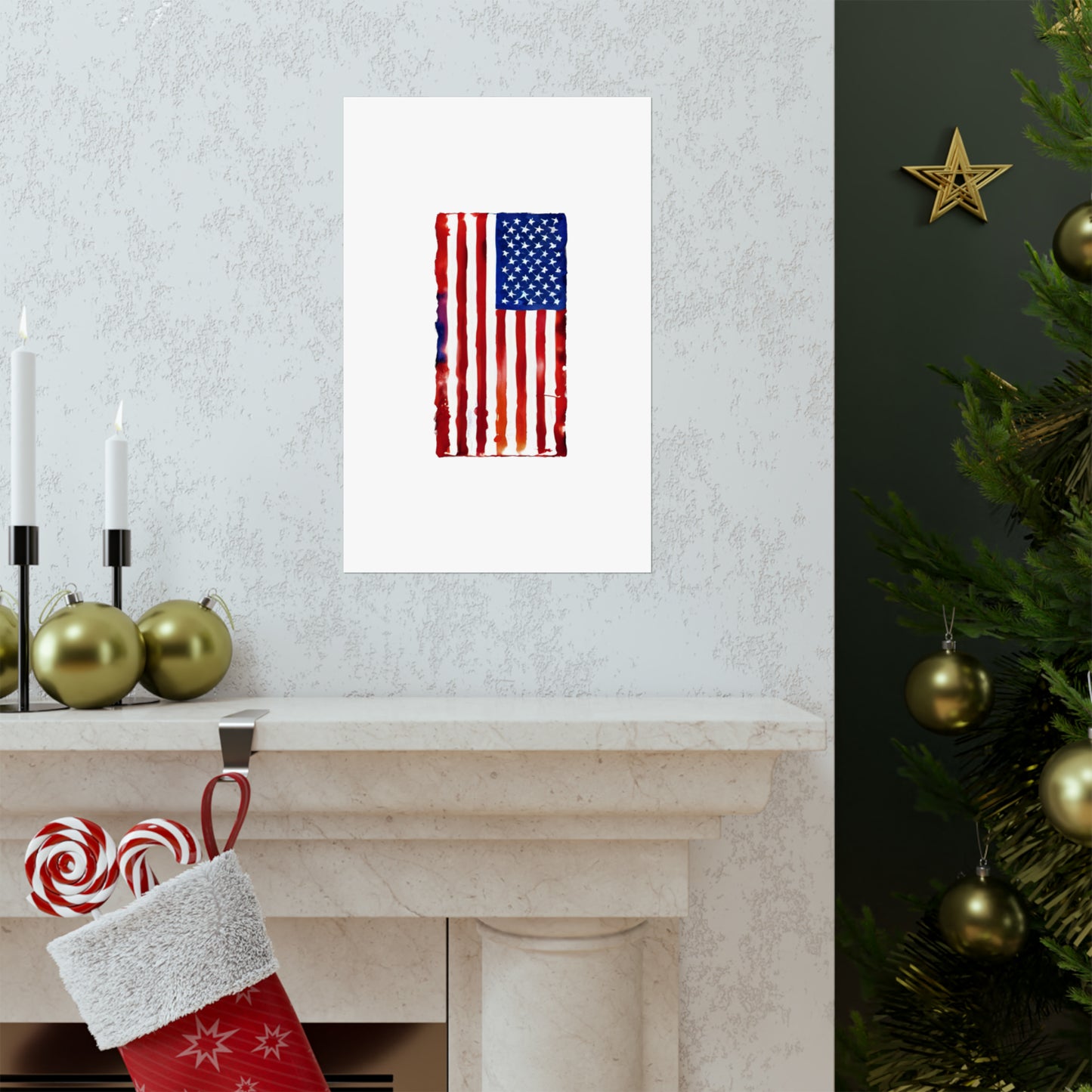 American Flag Watercolor, Premium Matte Vertical Posters