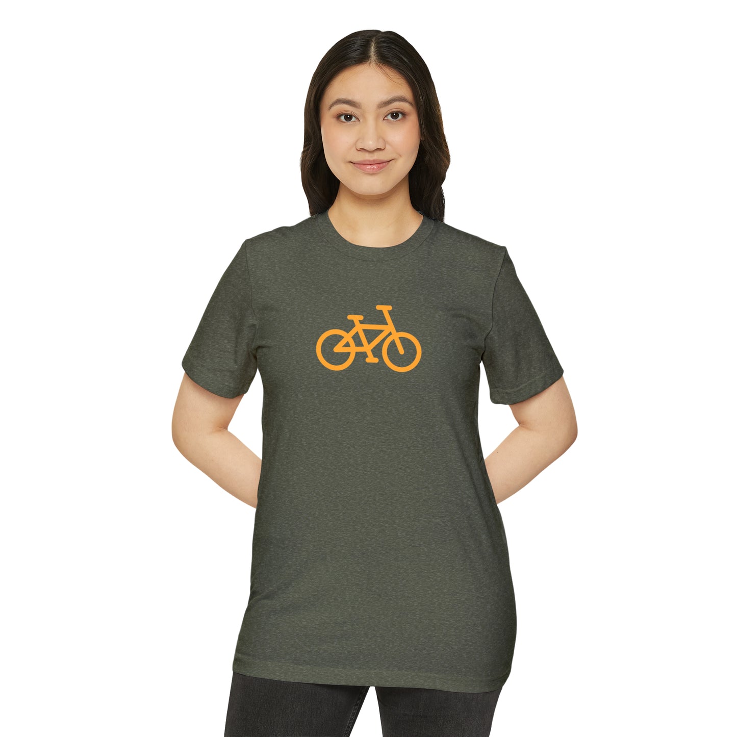 BIKE, Unisex Recycled Organic T-Shirt, Orange Print