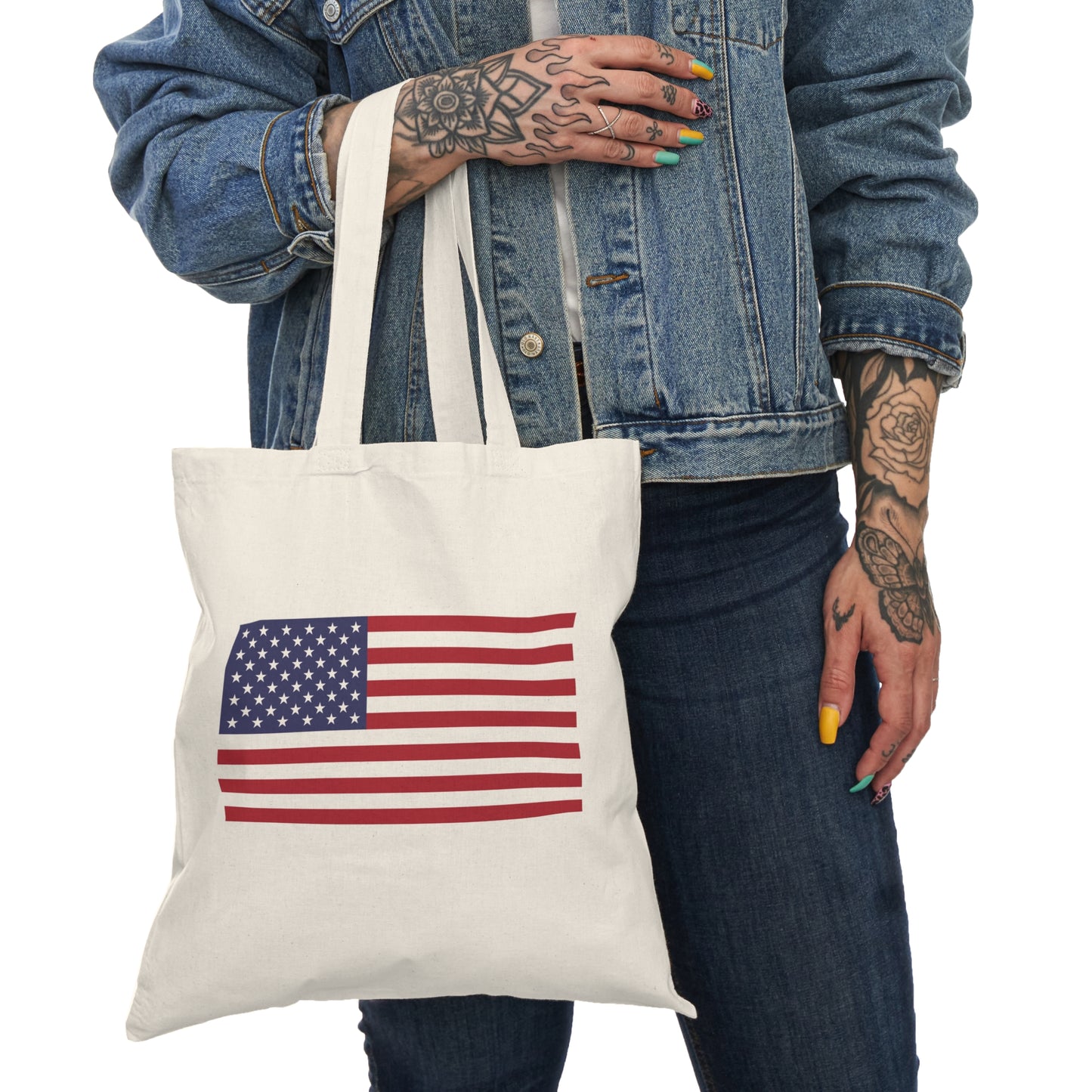 American Flag Natural Tote Bag