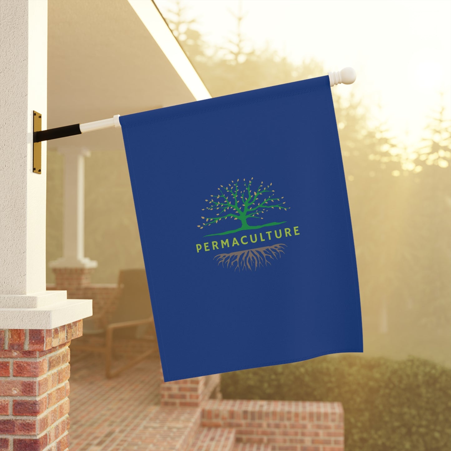 PERMACULTURE, Garden & House Banner, Blue