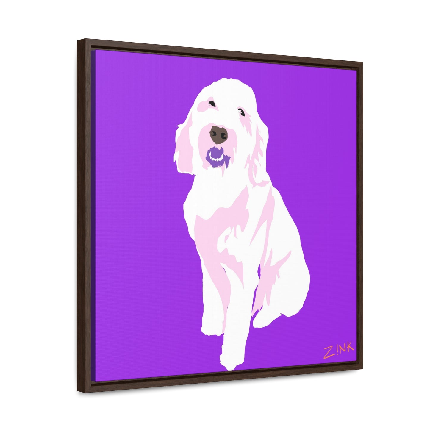 Dog Art, Square Framed Premium Gallery Wrap Canvas
