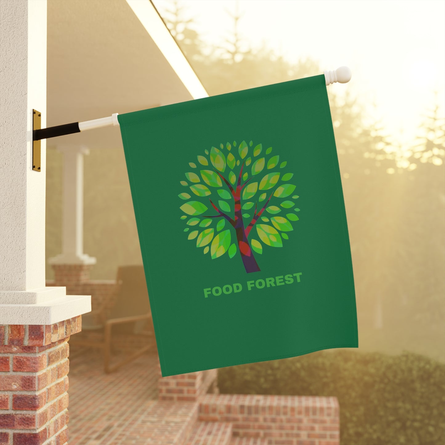 FOOD FOREST Garden & House Banner, Green