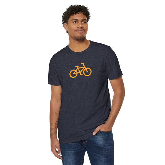 BIKE, Unisex Recycled Organic T-Shirt, Orange Print