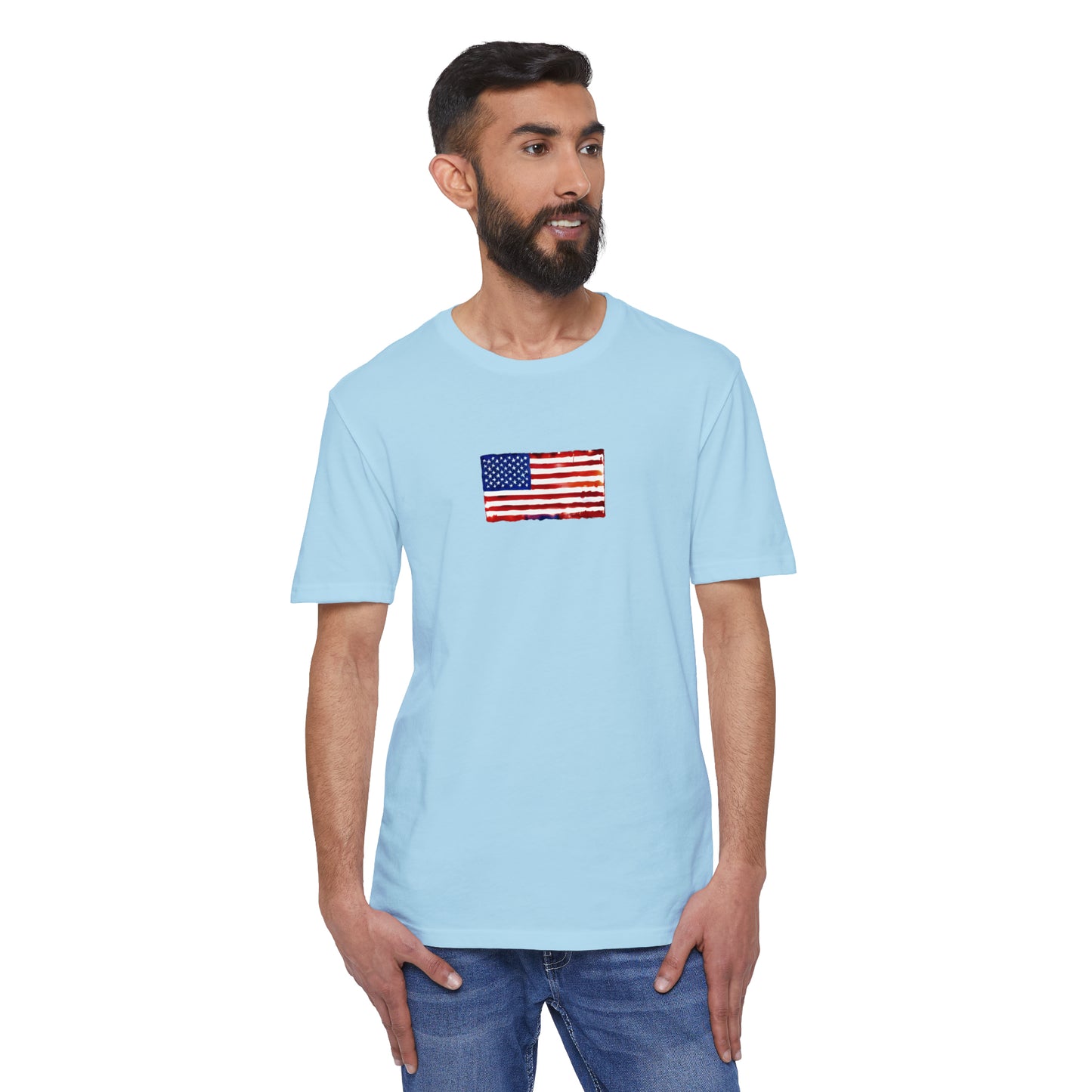 American Flag Watercolor, Unisex District® Re-Tee®