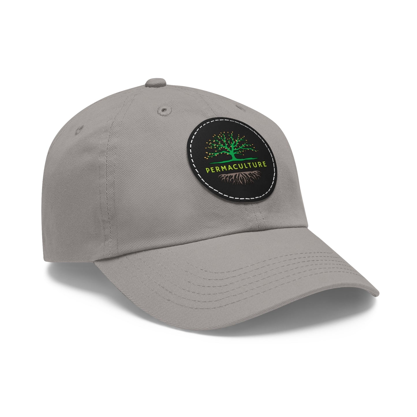 Permaculture, Dad Hat with Round Leather Patch