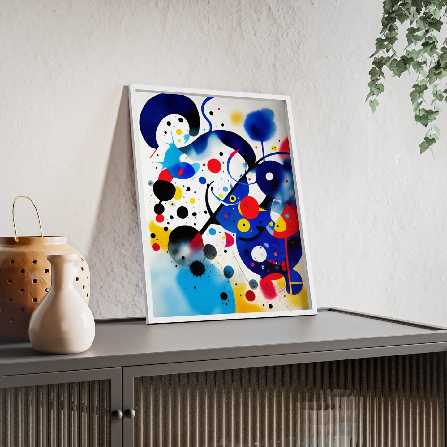 Poster with Wooden Frame, Inspired by Miro