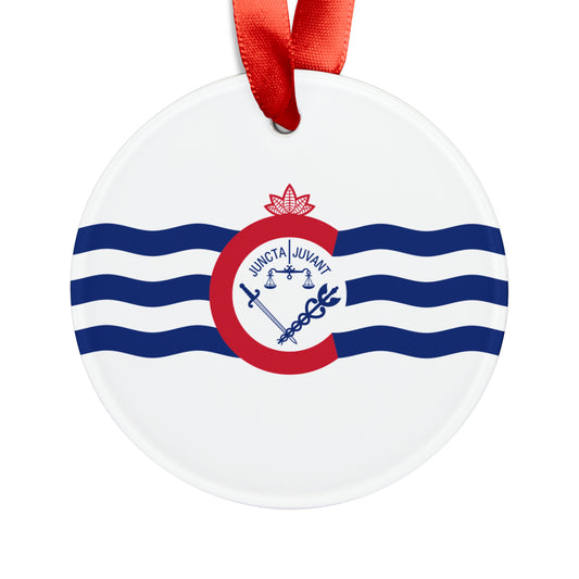 Cincinnati Flag Acrylic Ornament with Ribbon