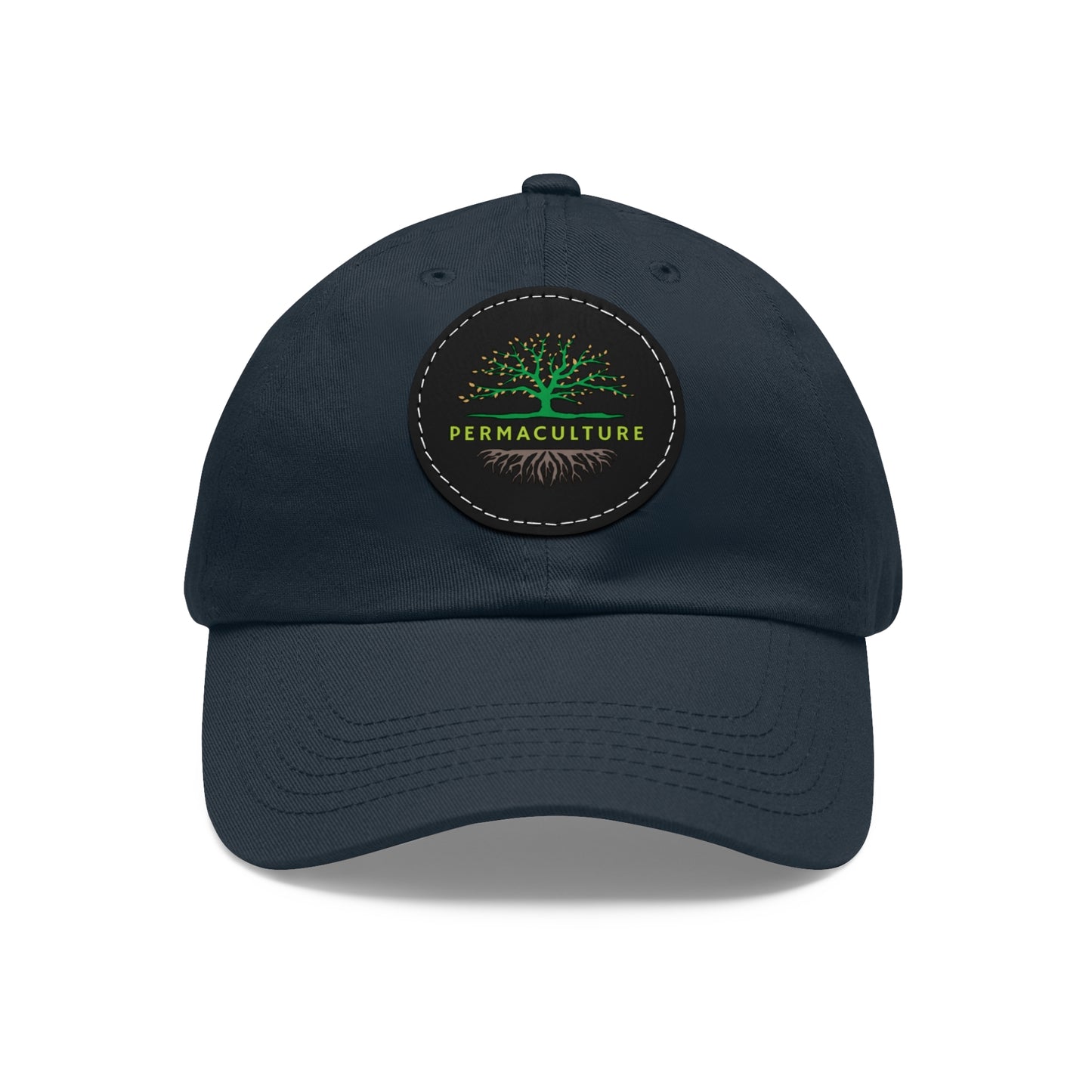 Permaculture, Dad Hat with Round Leather Patch