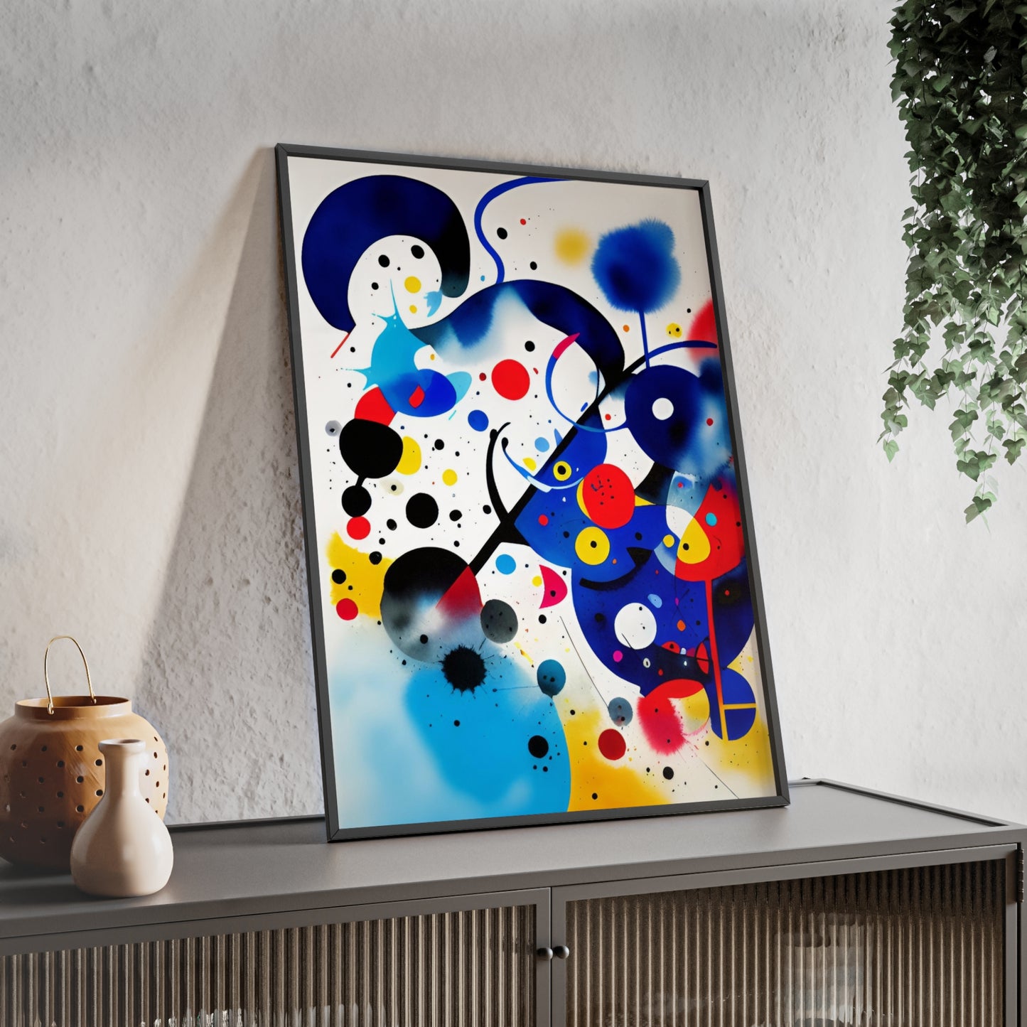 Poster with Wooden Frame, Inspired by Miro